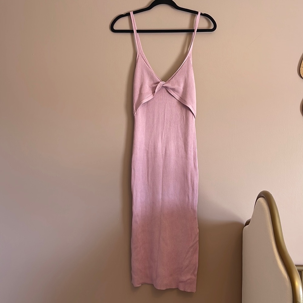 Abercrombie & Fitch Pink Ribbed Midi Slip Dress